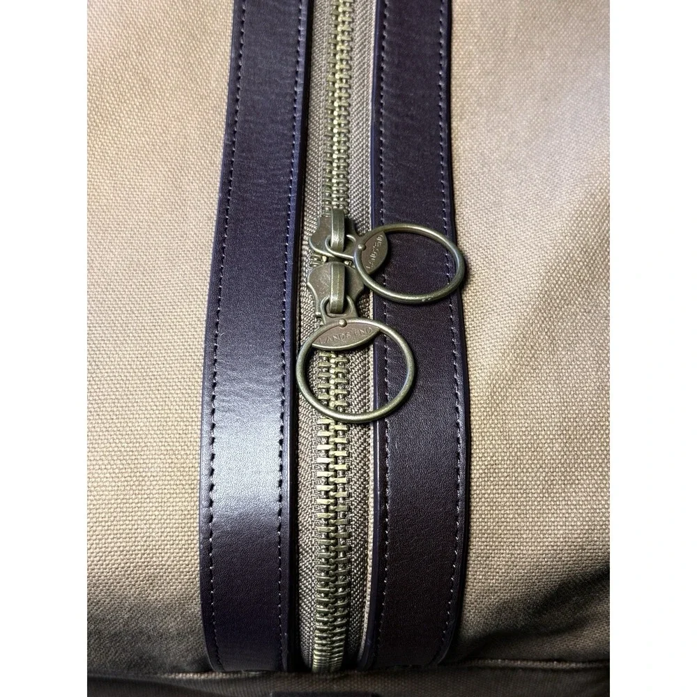 Lands End Waxed Canvas Duffle Bag Brown Heavy Duty Travel Vacation Gym